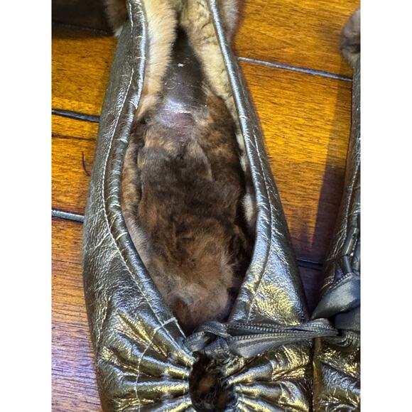 Hand made Maole leather and real fur slippers size 41 euro - us 10 women's - Picture 2 of 6